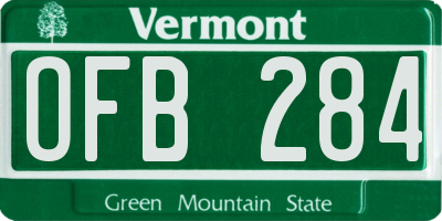 VT license plate OFB284