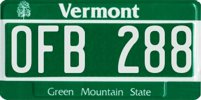 VT license plate OFB288