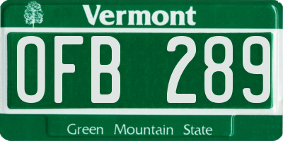 VT license plate OFB289
