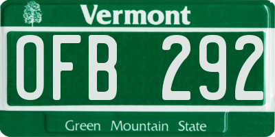 VT license plate OFB292
