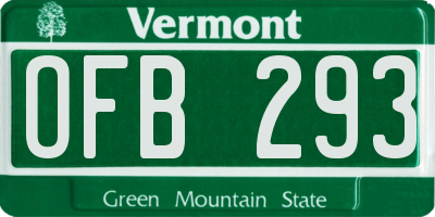 VT license plate OFB293
