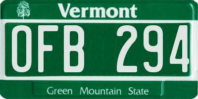 VT license plate OFB294