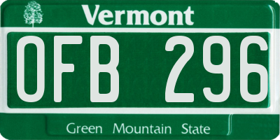 VT license plate OFB296