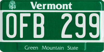 VT license plate OFB299