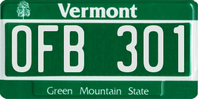 VT license plate OFB301
