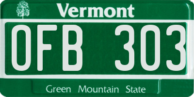 VT license plate OFB303