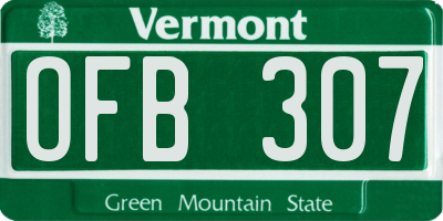 VT license plate OFB307