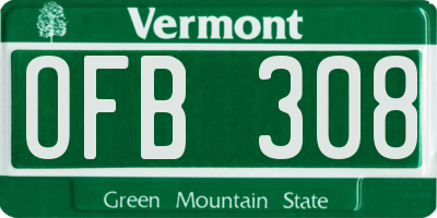VT license plate OFB308
