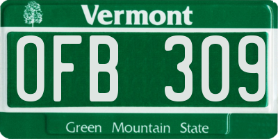 VT license plate OFB309
