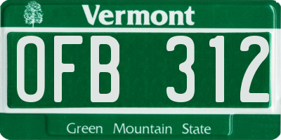 VT license plate OFB312