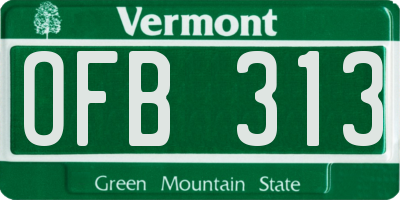 VT license plate OFB313