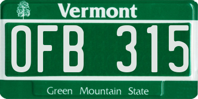 VT license plate OFB315