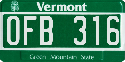 VT license plate OFB316