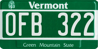 VT license plate OFB322