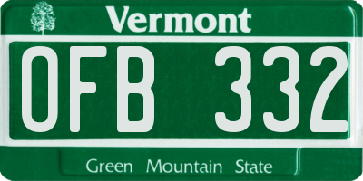 VT license plate OFB332