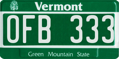 VT license plate OFB333