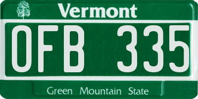 VT license plate OFB335