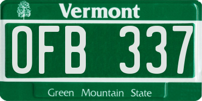 VT license plate OFB337