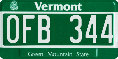 VT license plate OFB344