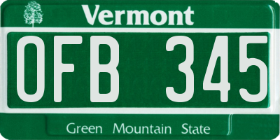VT license plate OFB345
