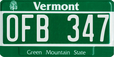 VT license plate OFB347