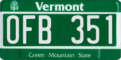 VT license plate OFB351