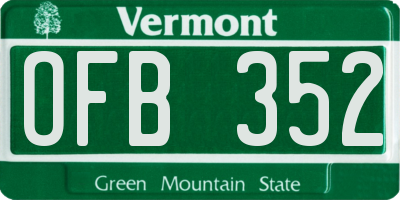 VT license plate OFB352