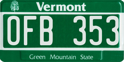 VT license plate OFB353