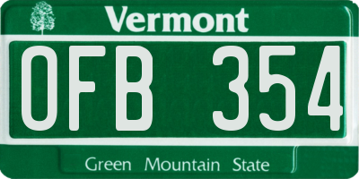VT license plate OFB354