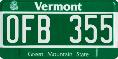 VT license plate OFB355