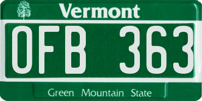 VT license plate OFB363