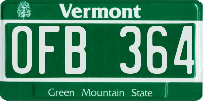 VT license plate OFB364