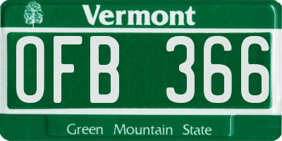 VT license plate OFB366