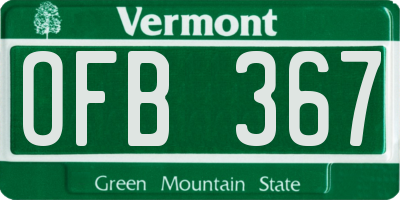 VT license plate OFB367