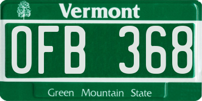 VT license plate OFB368
