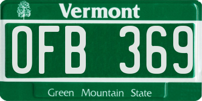 VT license plate OFB369