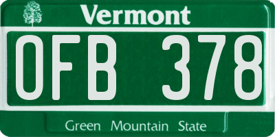 VT license plate OFB378