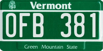 VT license plate OFB381
