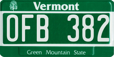 VT license plate OFB382
