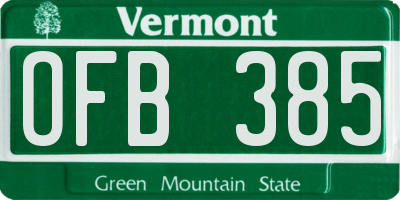 VT license plate OFB385
