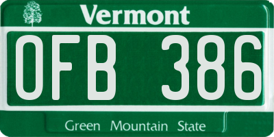VT license plate OFB386