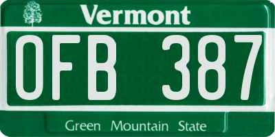 VT license plate OFB387