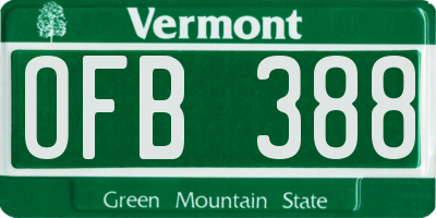 VT license plate OFB388