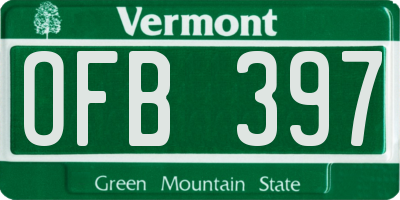 VT license plate OFB397