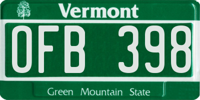 VT license plate OFB398