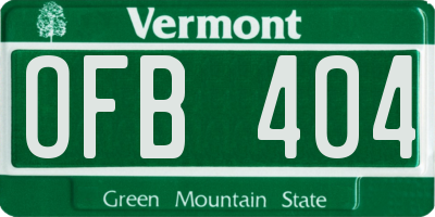 VT license plate OFB404