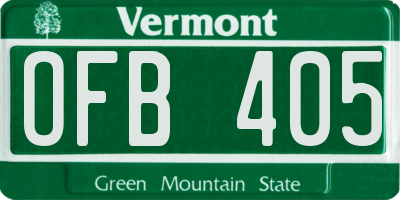 VT license plate OFB405