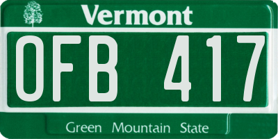VT license plate OFB417