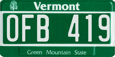 VT license plate OFB419