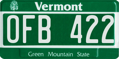 VT license plate OFB422